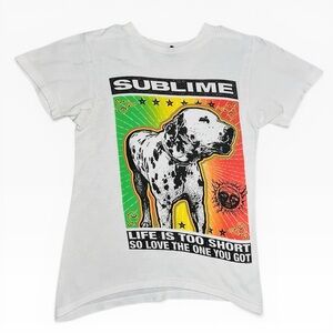 Sublime Dog Graphic Tee 2015 Tultex White Rasta Print Lou Dog Reggae Ska XS